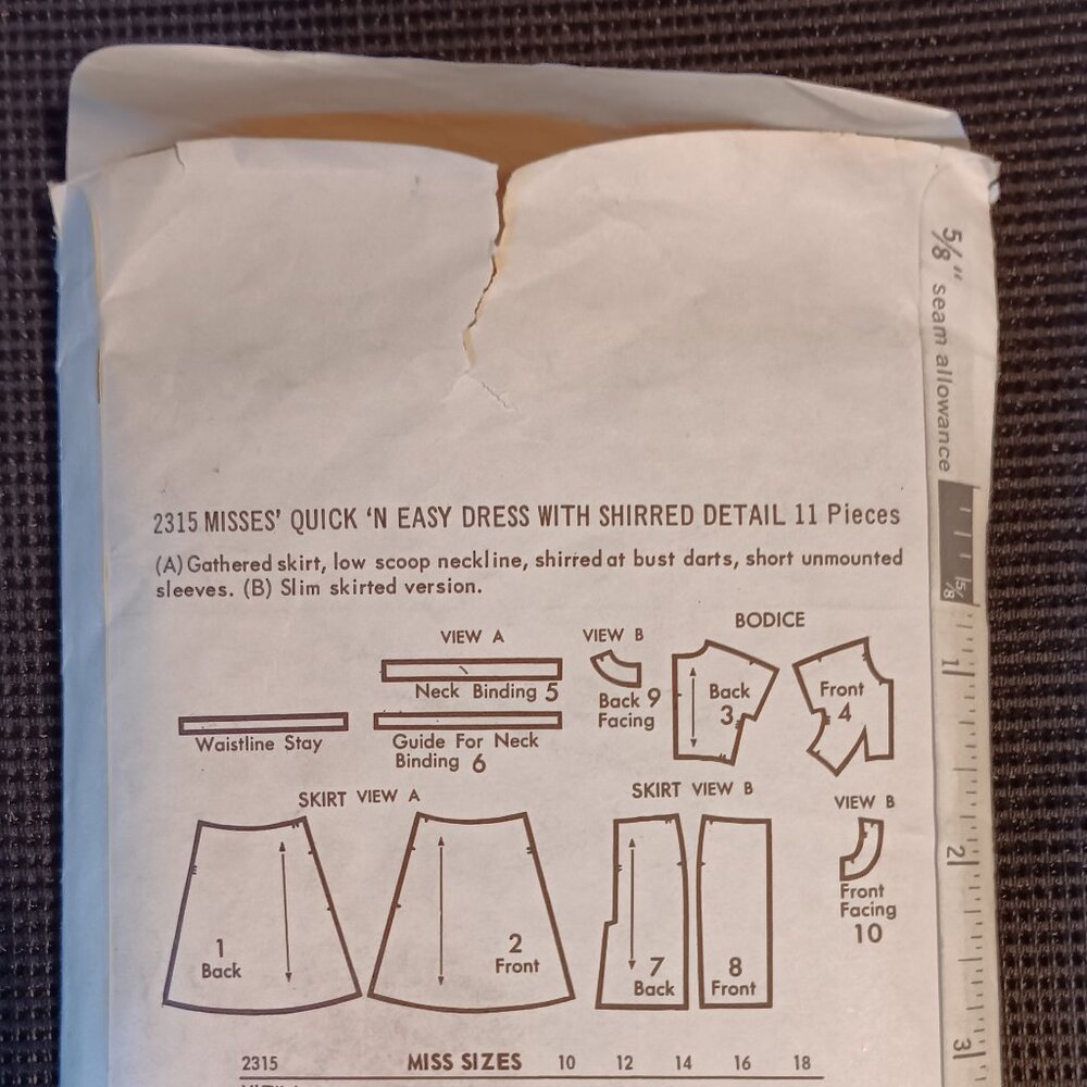 Vintage Butterick Cut 2315 1960s Sewing Pattern Dress Size 14 Bust 34 Two styles - Picture 3 of 6